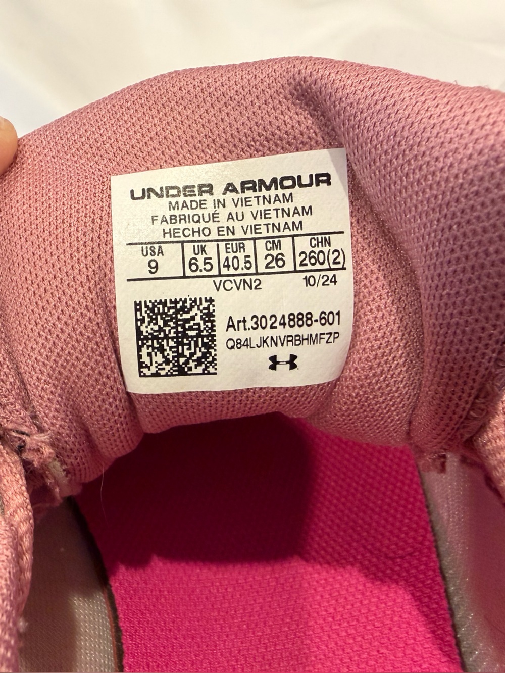 Under Armour Women’s Rose Dust Athletic Sneakers - Picture 7 of 8
